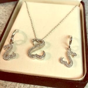 Open Hearts Dangle Earrings & Necklace